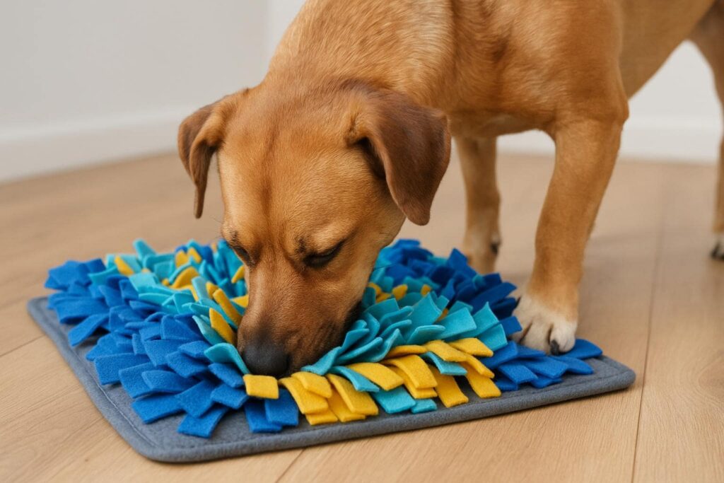 Hund schnüffelt an SChnüffelteppich