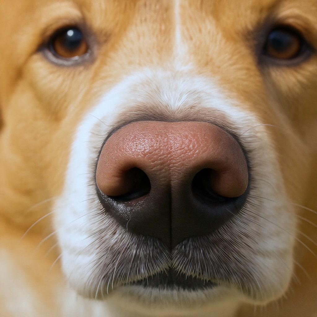 Hund schaut mit nase gezielt in die kamera